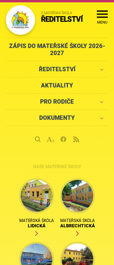 Současný web 2. mateřská škola Most na mobilu