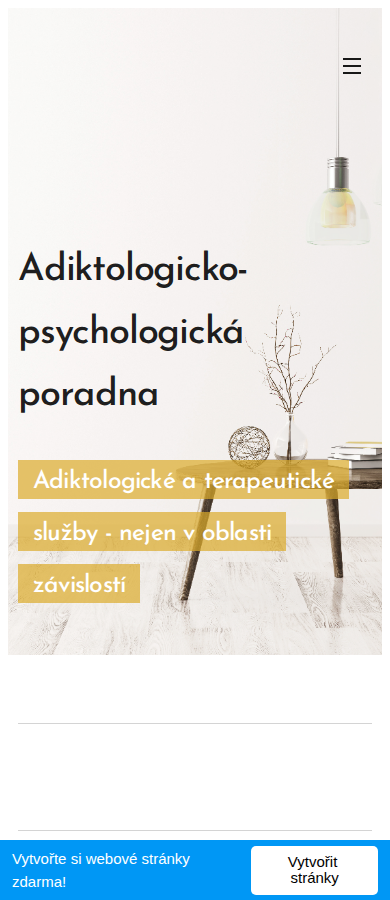 Současný web Adiktologicko-psychologická poradna na mobilu