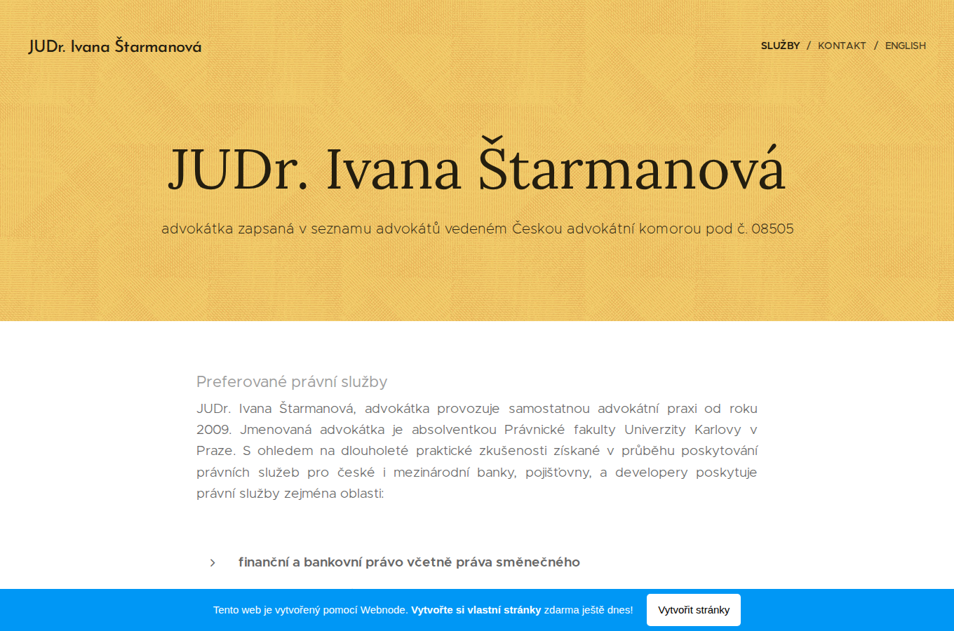 Současný web Advokát Starmanová na počítači