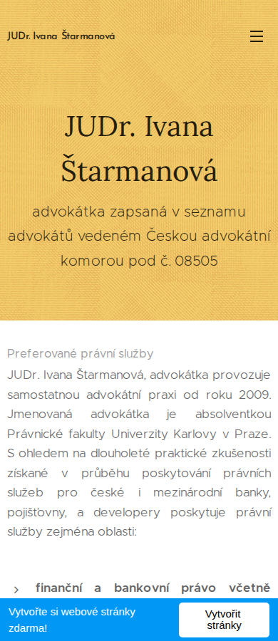 Současný web Advokát Starmanová na mobilu