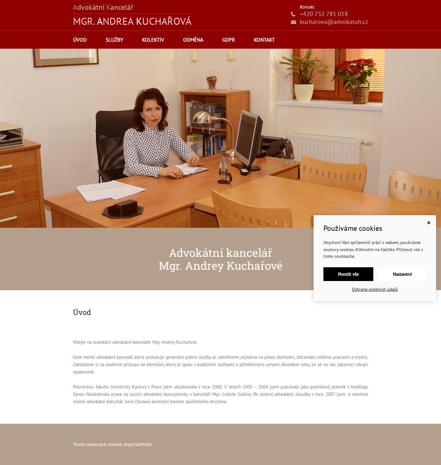 Současný web Advokát Uherské Hradiště na počítači