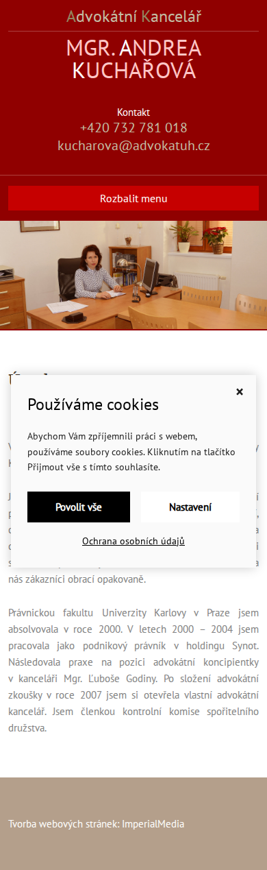 Současný web Advokát Uherské Hradiště na mobilu