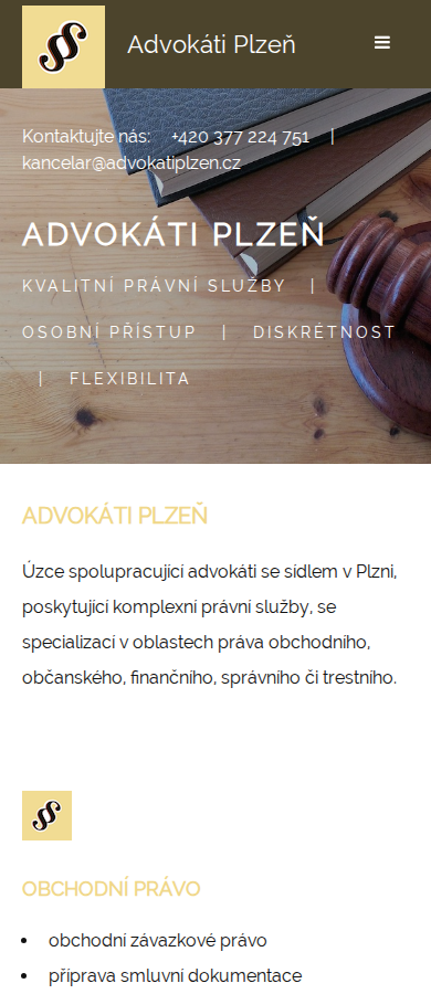 Současný web Advokáti Plzeň na mobilu