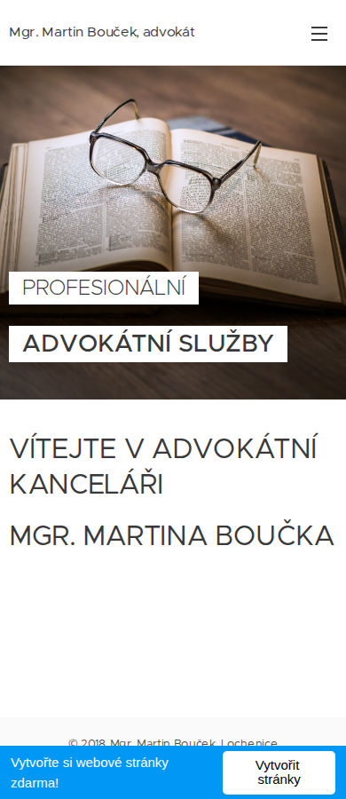 Současný web Advokátní kancelář Bouček na mobilu