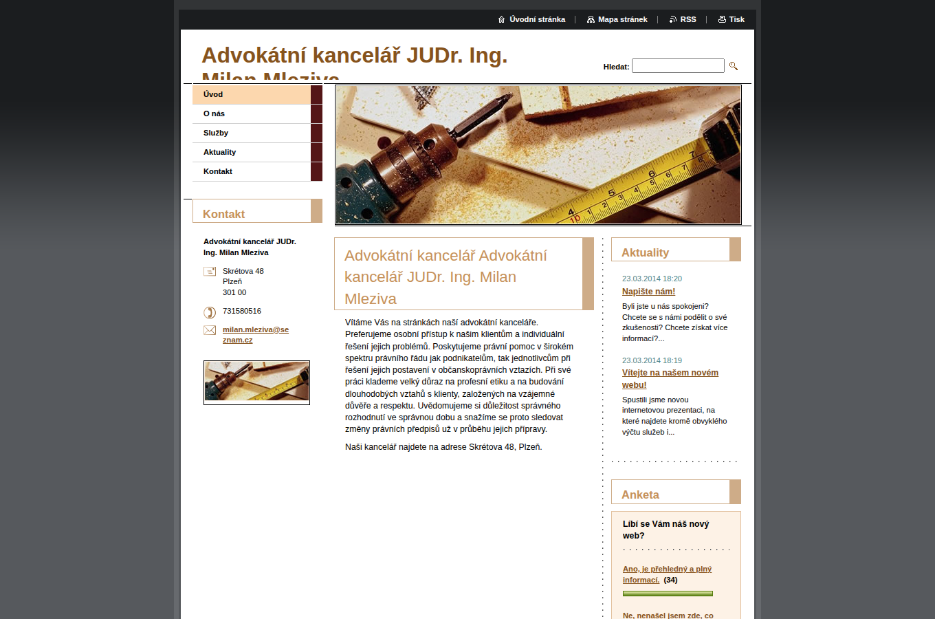 Současný web Advokátní kancelář JUDr. Ing. Milan Mleziva na počítači