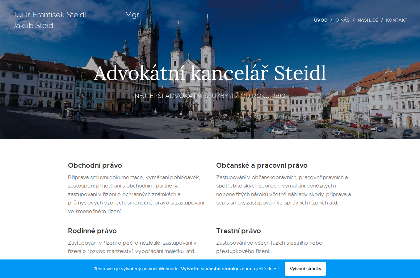 Současný web Advokátní kancelář Steidl na počítači