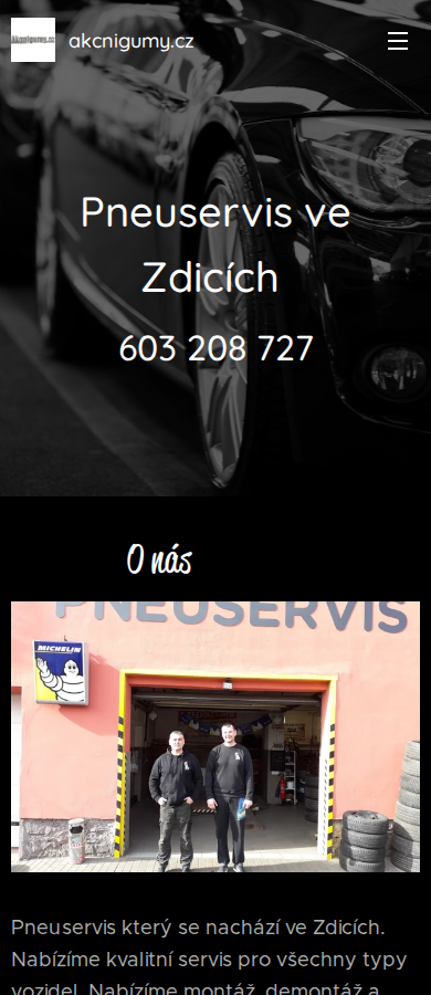 Současný web Akčnígumy.cz – Milan Mezek na mobilu