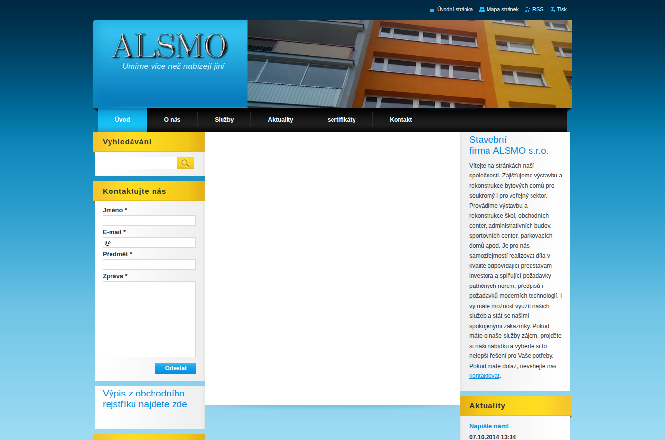 Současný web ALSMO s.r.o. na počítači