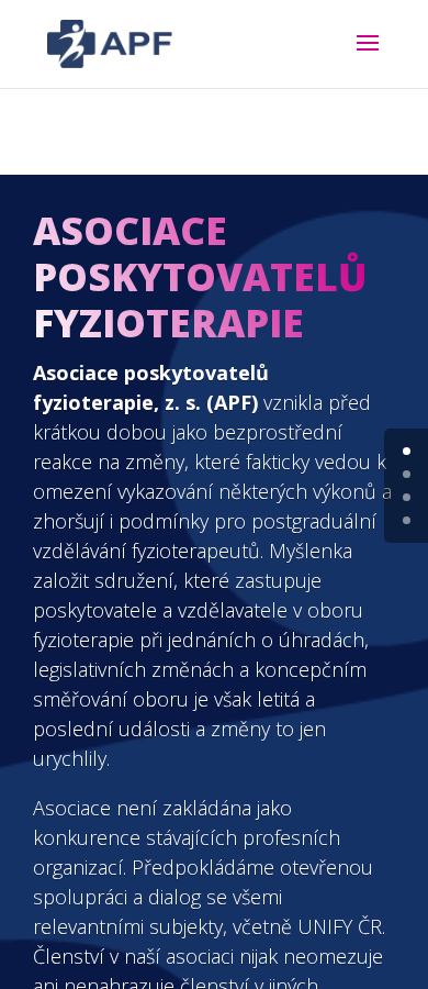 Současný web Asociace poskytovatelů fyzioterapie (APF) na mobilu