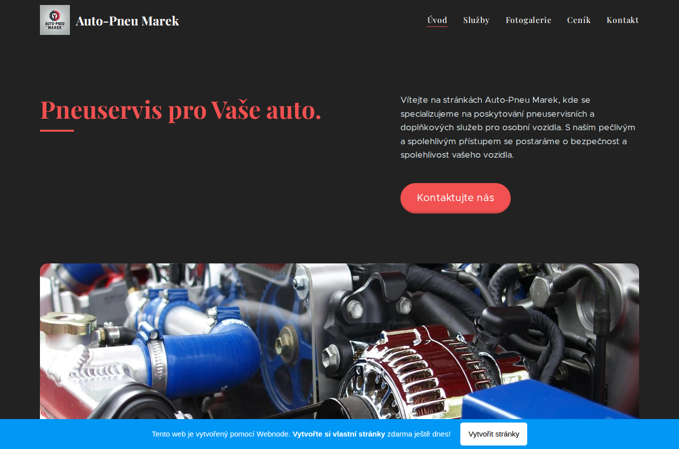Současný web Auto Pneu Marek na počítači