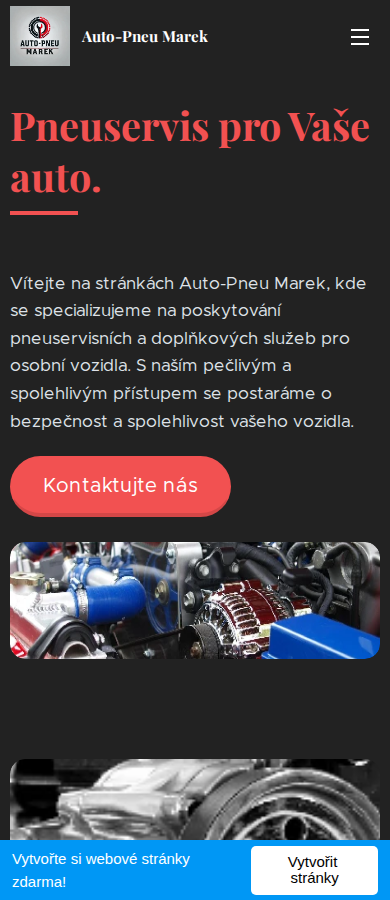 Současný web Auto Pneu Marek na mobilu