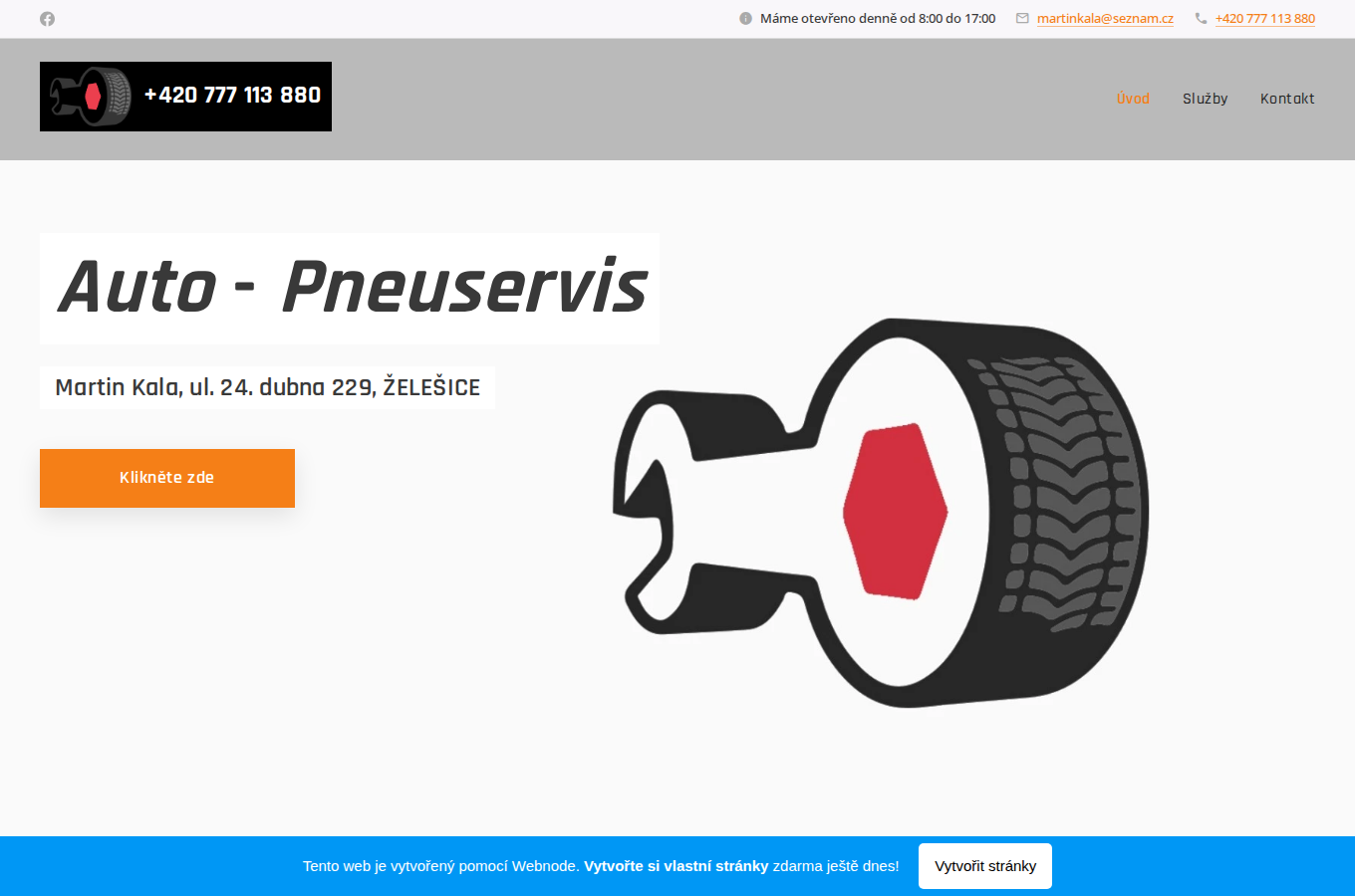 Současný web Auto-Pneuservis, Martin Kala na počítači