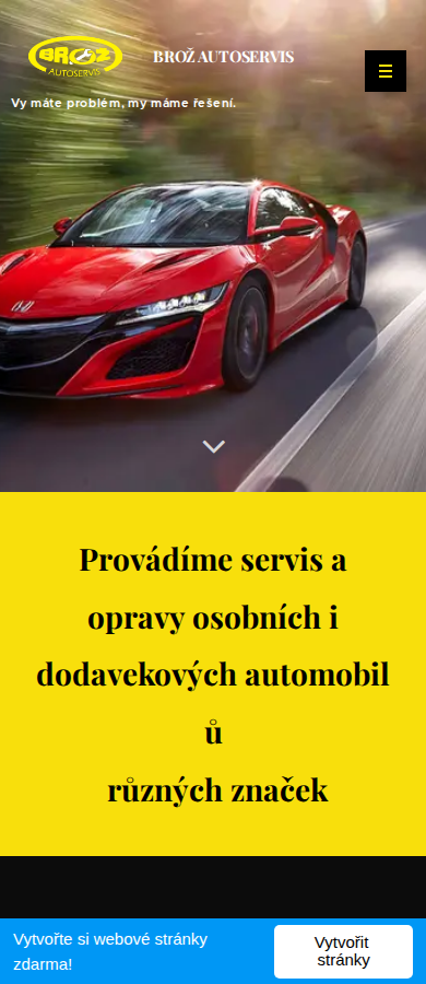 Současný web Autoservis Brož na mobilu