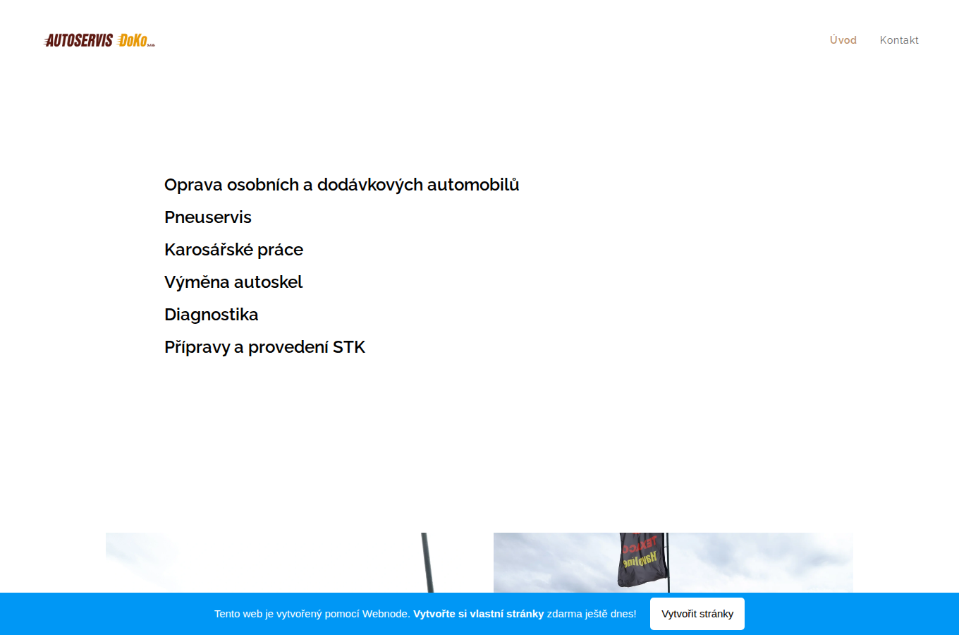 Současný web Autoservis DoKo na počítači