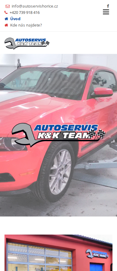 Současný web Autoservis Hořice K&K Team na mobilu