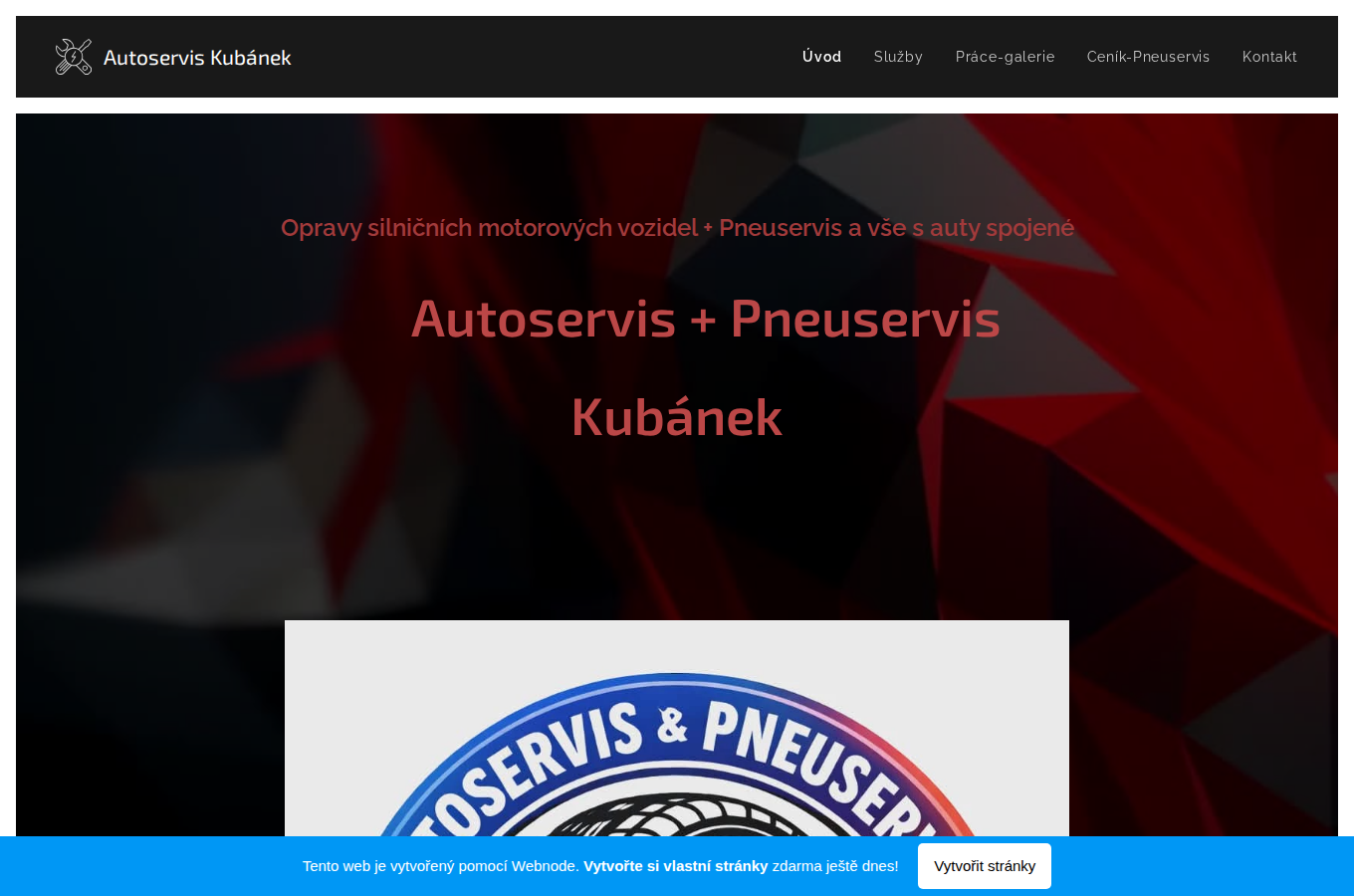 Současný web Autoservis Kubánek na počítači