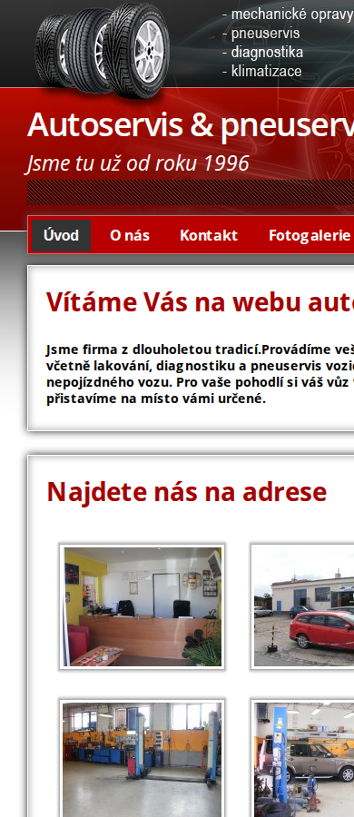 Současný web Autoservis & pneuservis Lačňák na mobilu