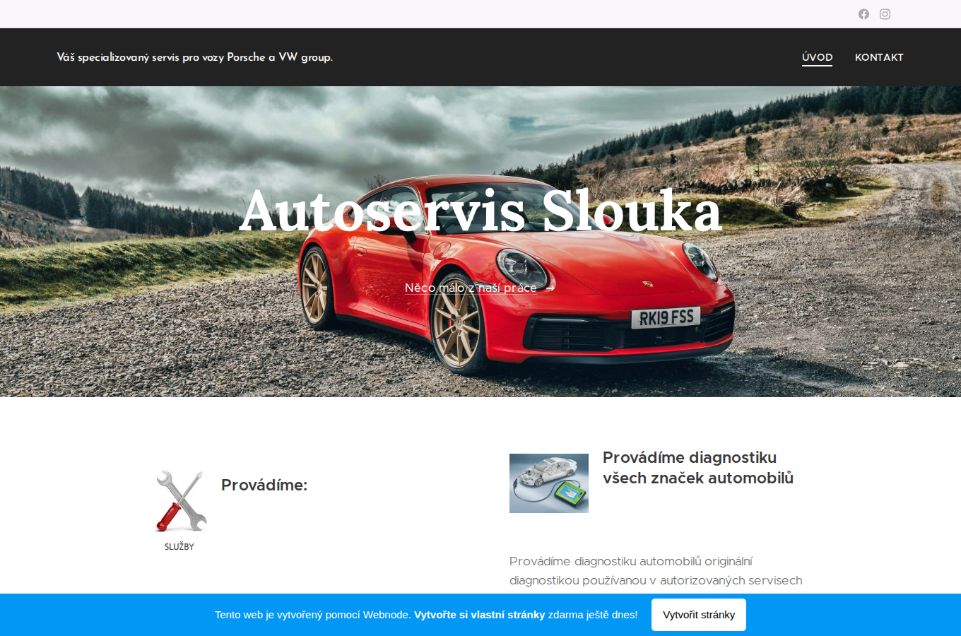 Současný web Autoservis Slouka na počítači
