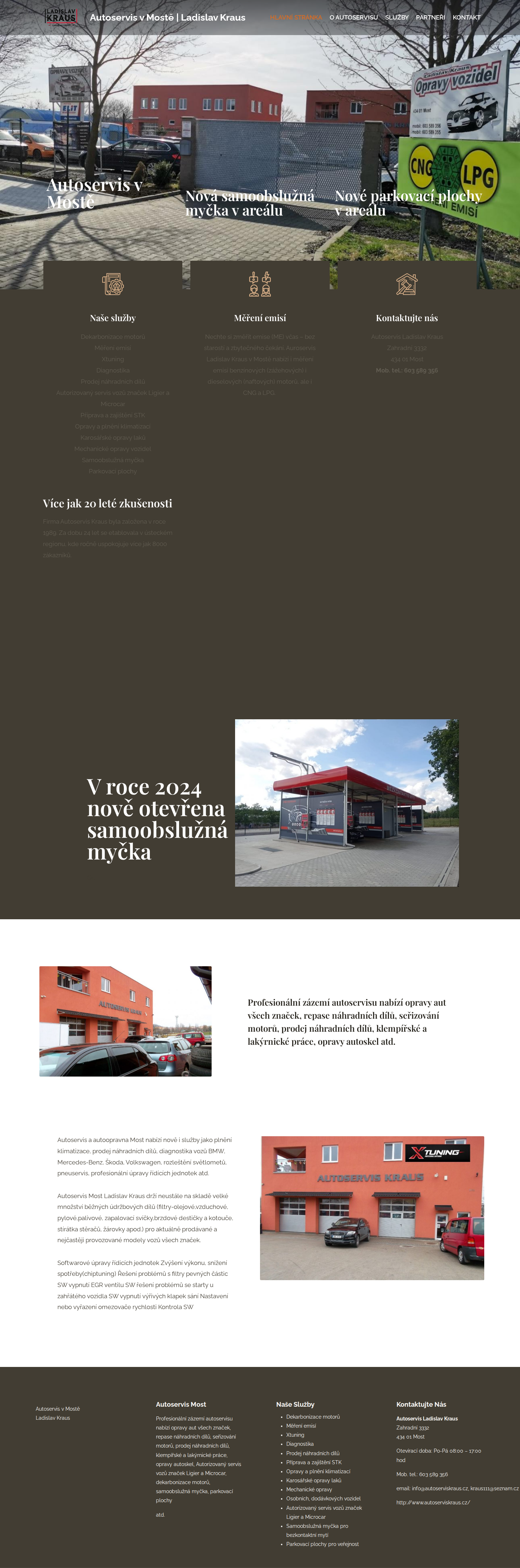 Současný web Autoservis v Mostě na počítači