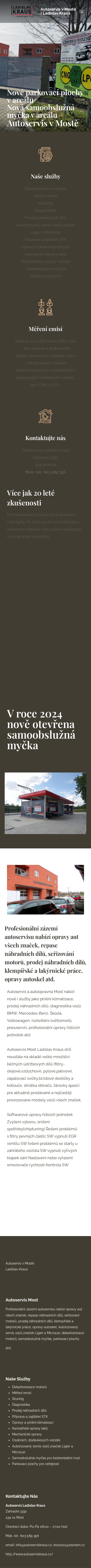 Současný web Autoservis v Mostě na mobilu