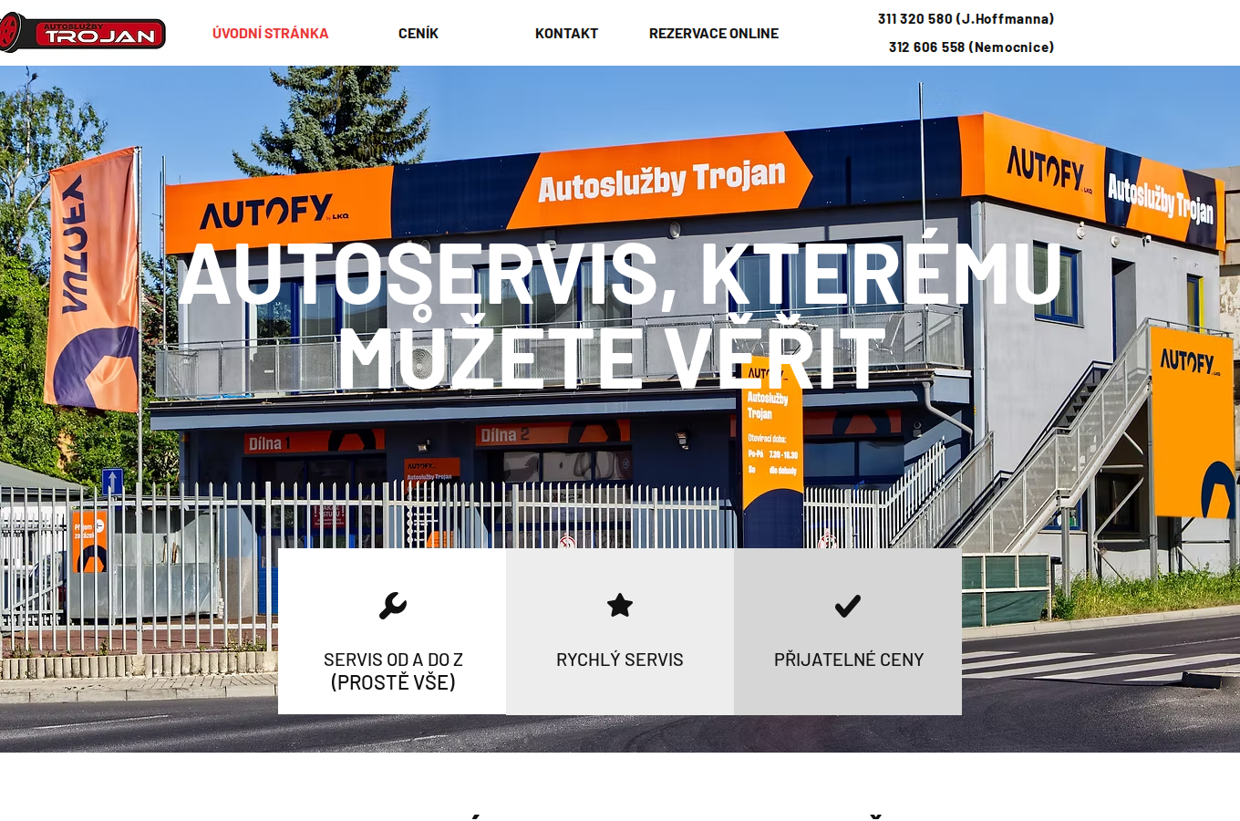 Současný web Autoslužby Trojan na počítači