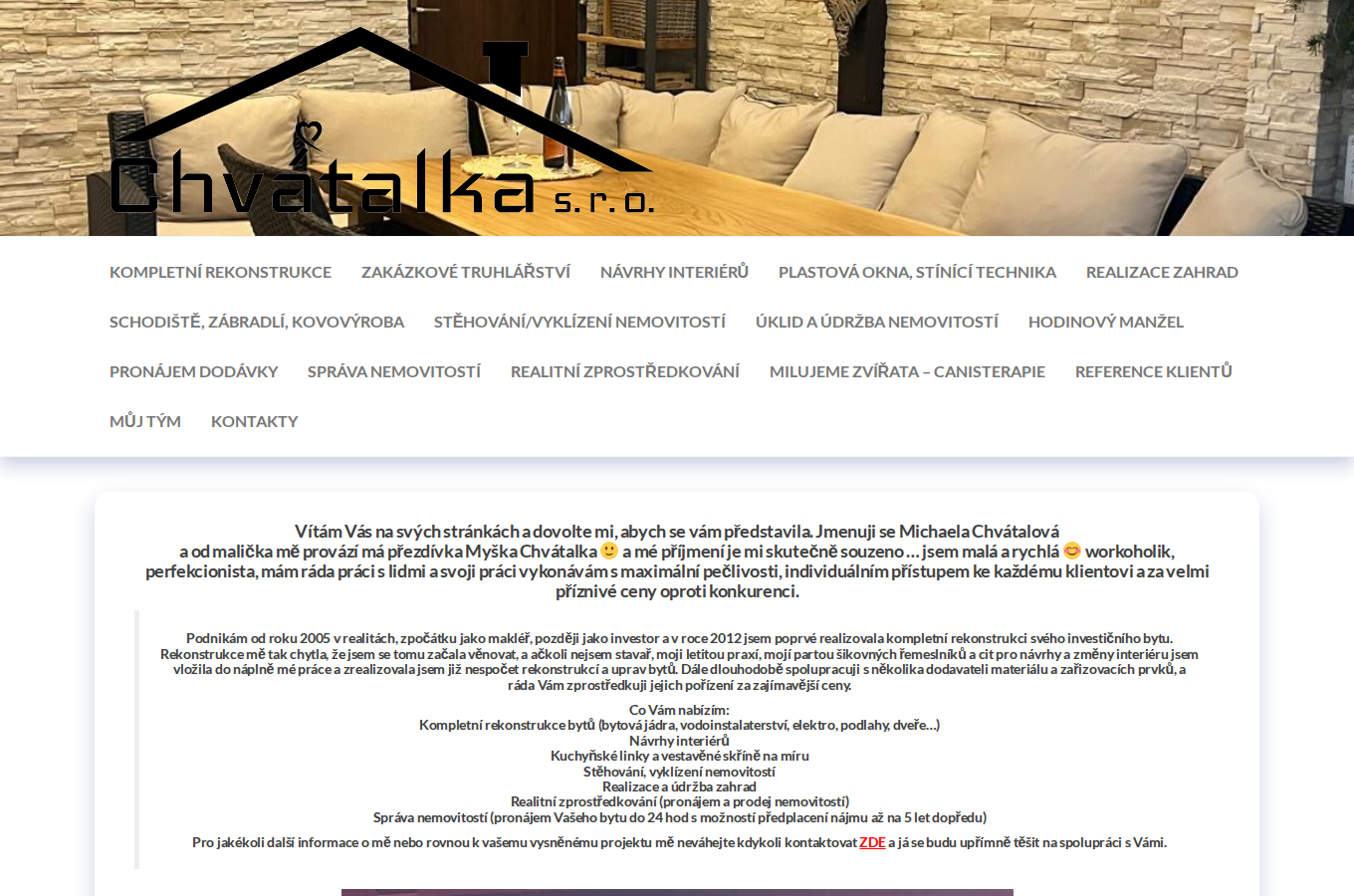 Současný web Chvátalka s.r.o. na počítači