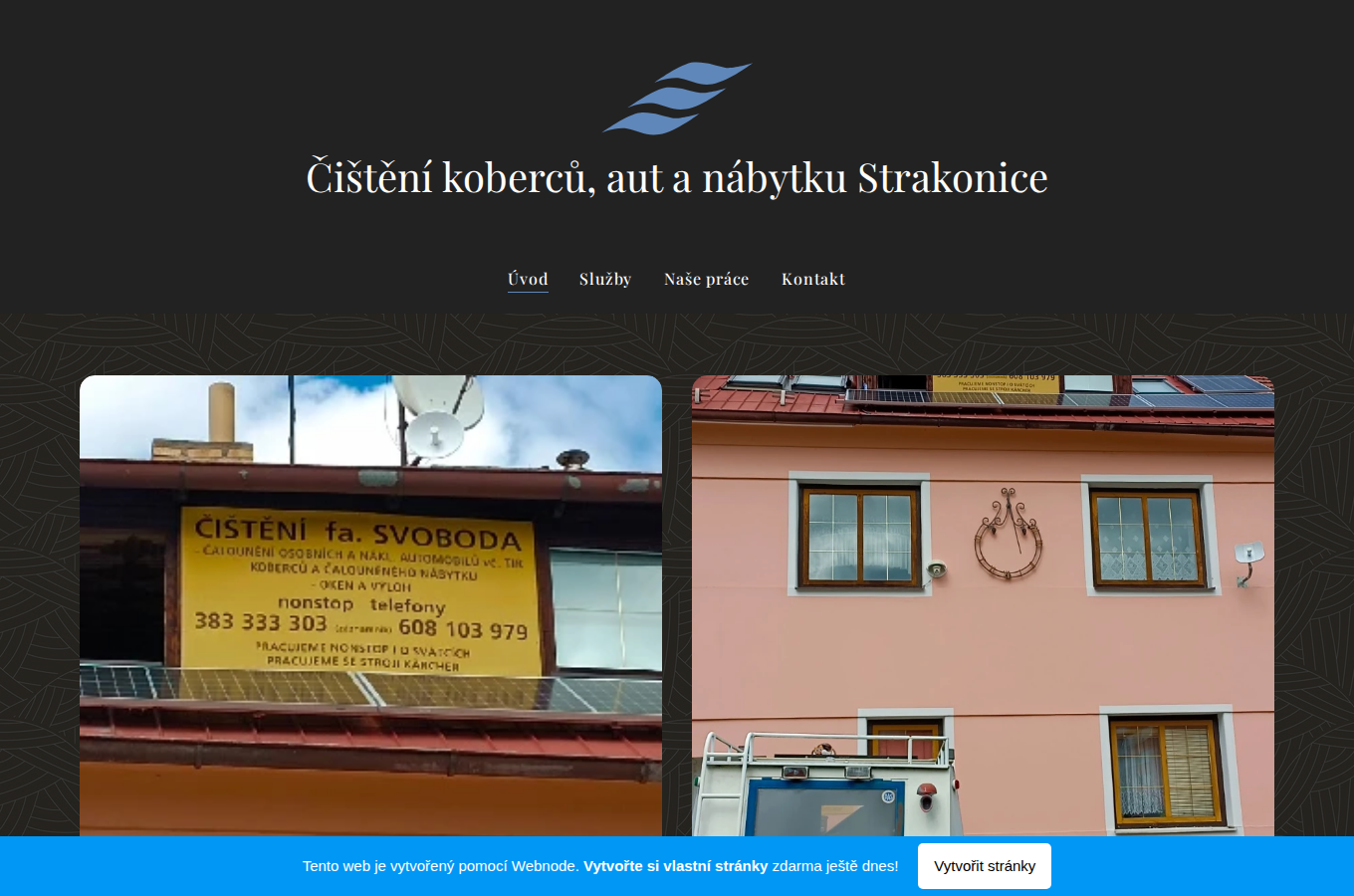 Současný web Čištění koberců aut a nábytku Strakonice na počítači
