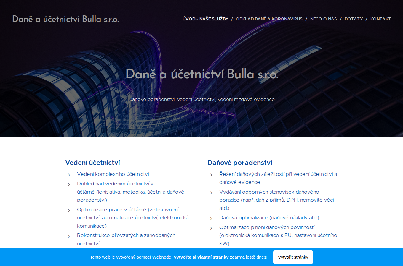 Současný web Daně a účetnictví Bulla na počítači