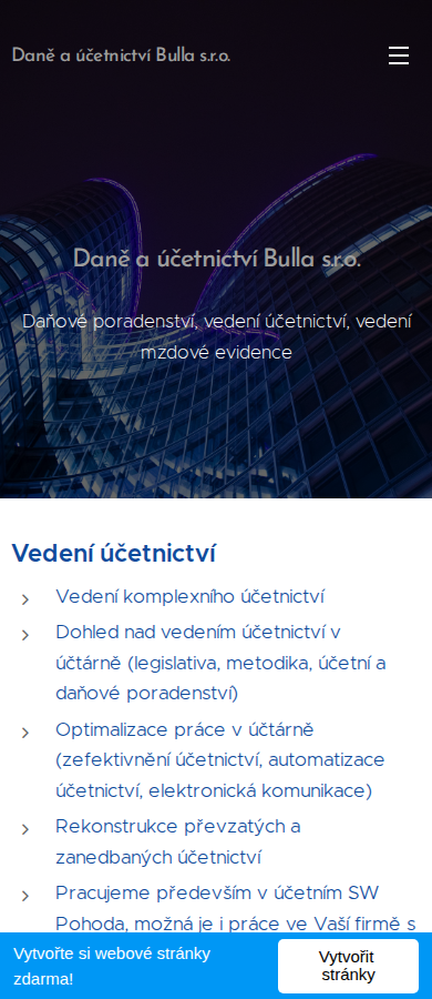 Současný web Daně a účetnictví Bulla na mobilu