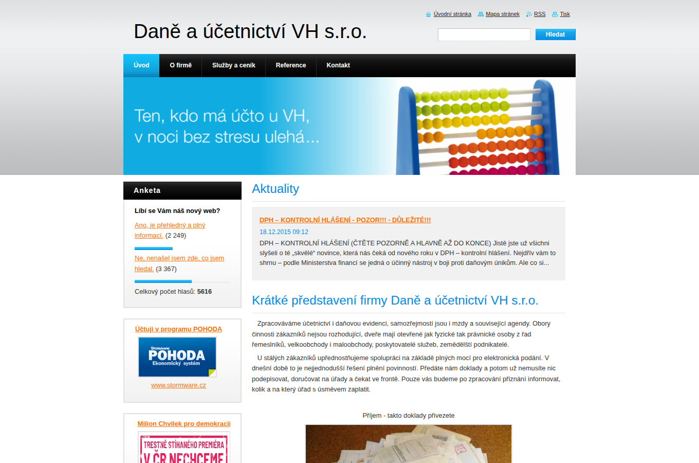Současný web Daně a účetnictví VH na počítači