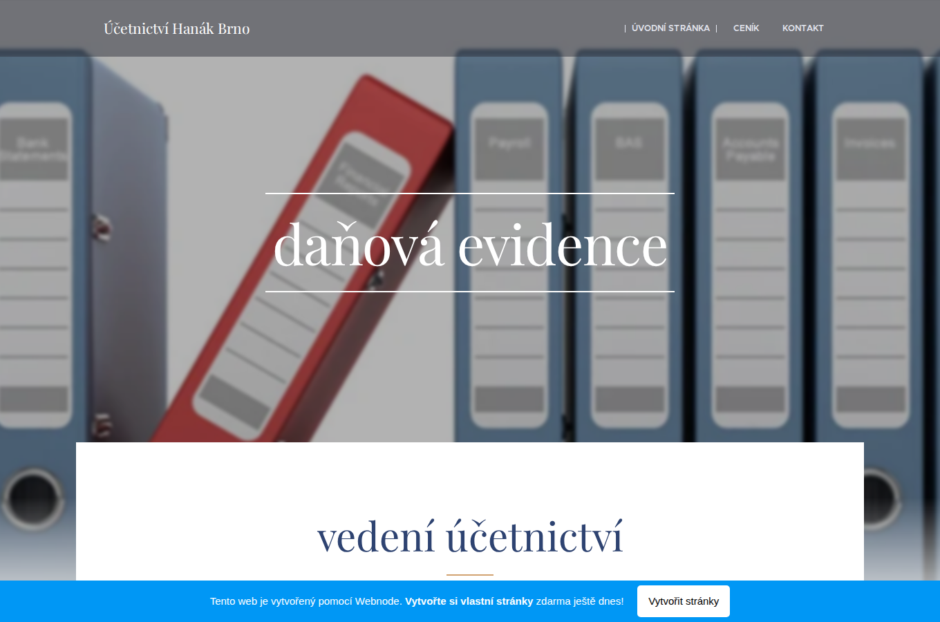 Současný web Daňová evidence Hanák na počítači