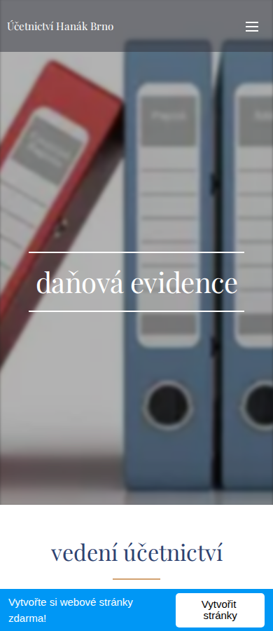 Současný web Daňová evidence Hanák na mobilu