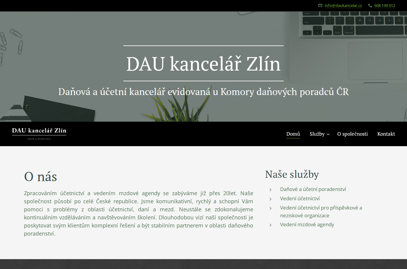 Současný web Daňová kancelář na počítači