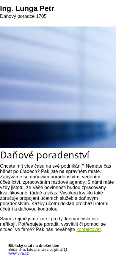 Současný web Daňové poradenství Petr Lunga na mobilu