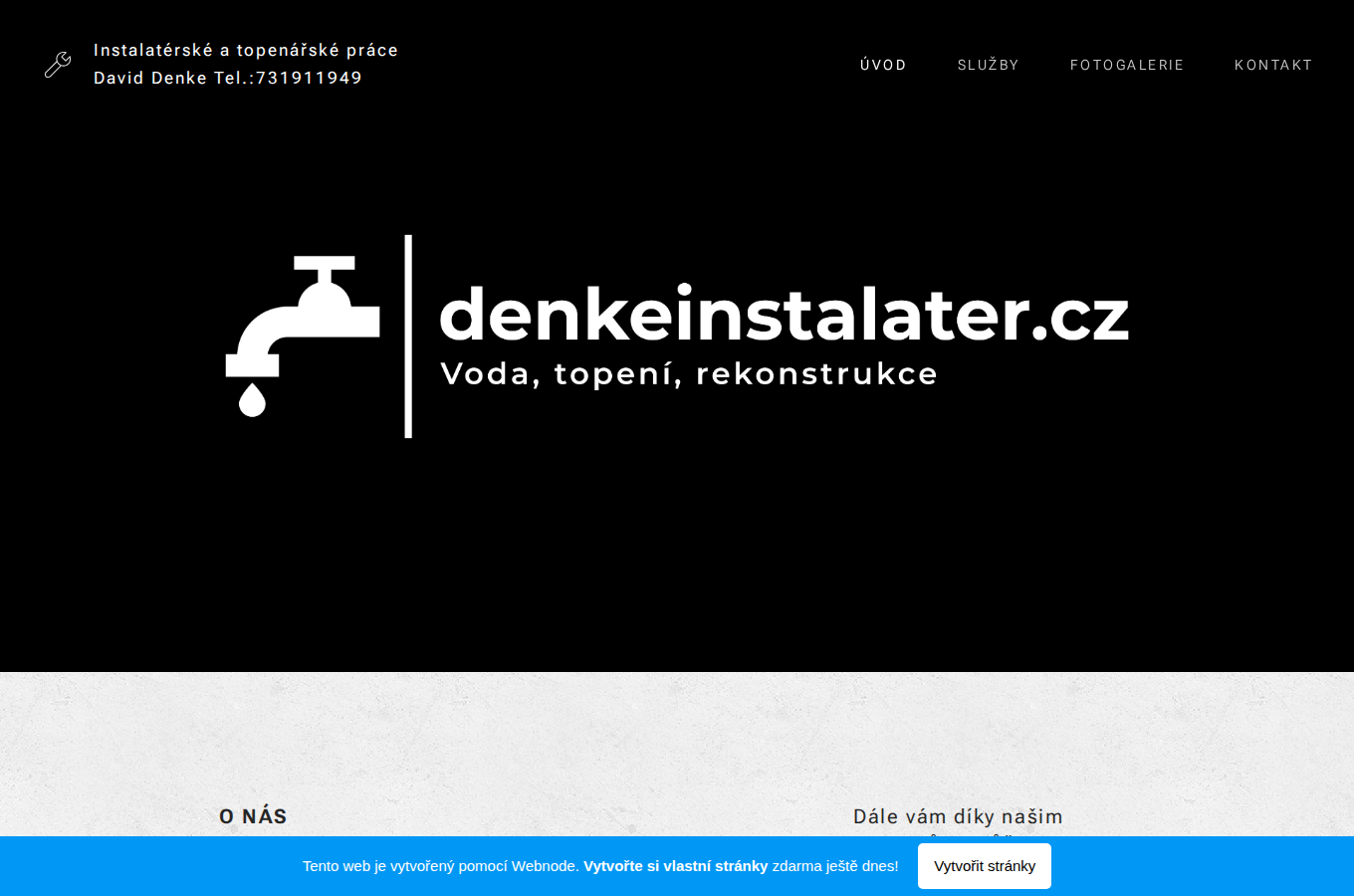 Současný web David Denke instalatérské práce na počítači