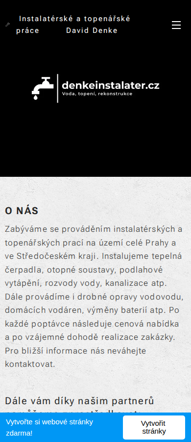 Současný web David Denke instalatérské práce na mobilu