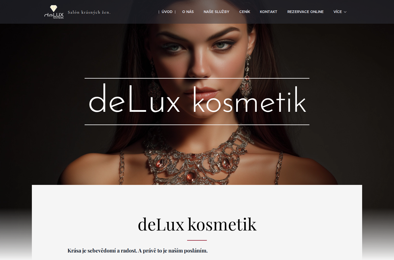 Současný web Delux Kosmetik na počítači