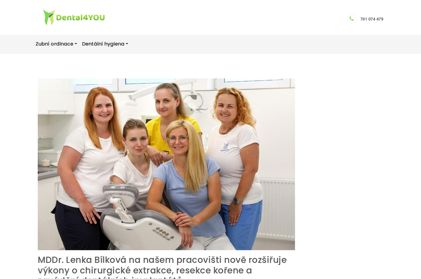 Současný web Dental4You – zubní ordinace a dentální hygiena na počítači