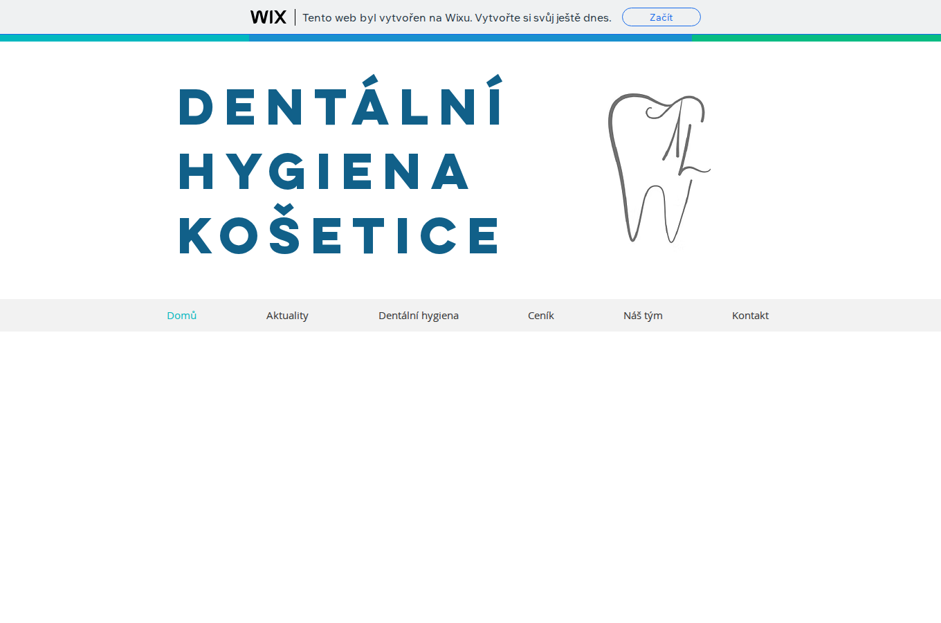 Současný web Dentální hygiena Košetice na počítači