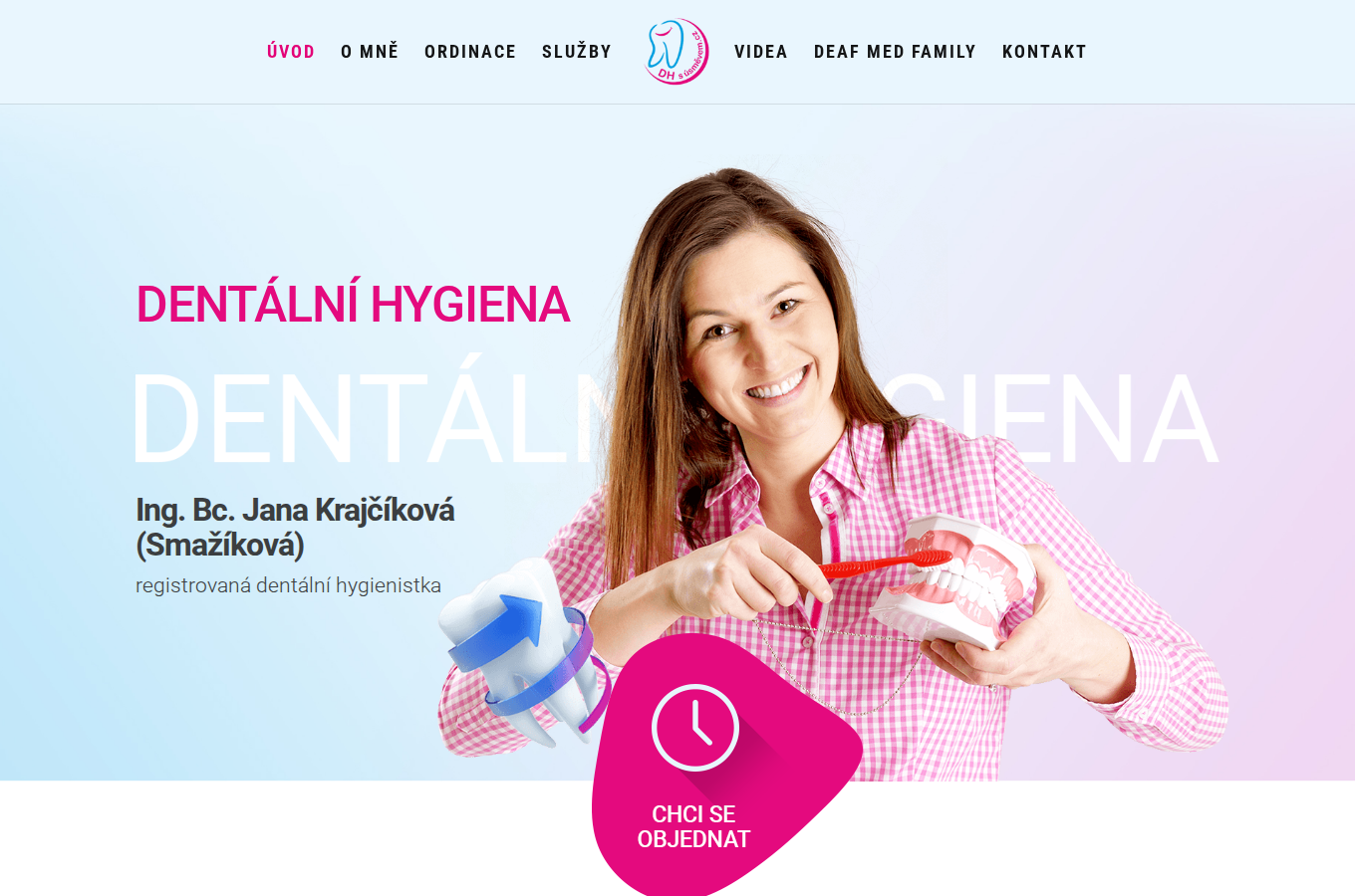 Současný web Dentální hygienistka • Jana Krajčíková • Tábor na počítači