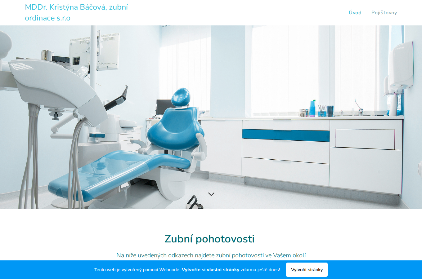 Současný web Dentyna zubní ordinace na počítači