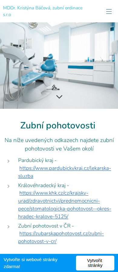 Současný web Dentyna zubní ordinace na mobilu