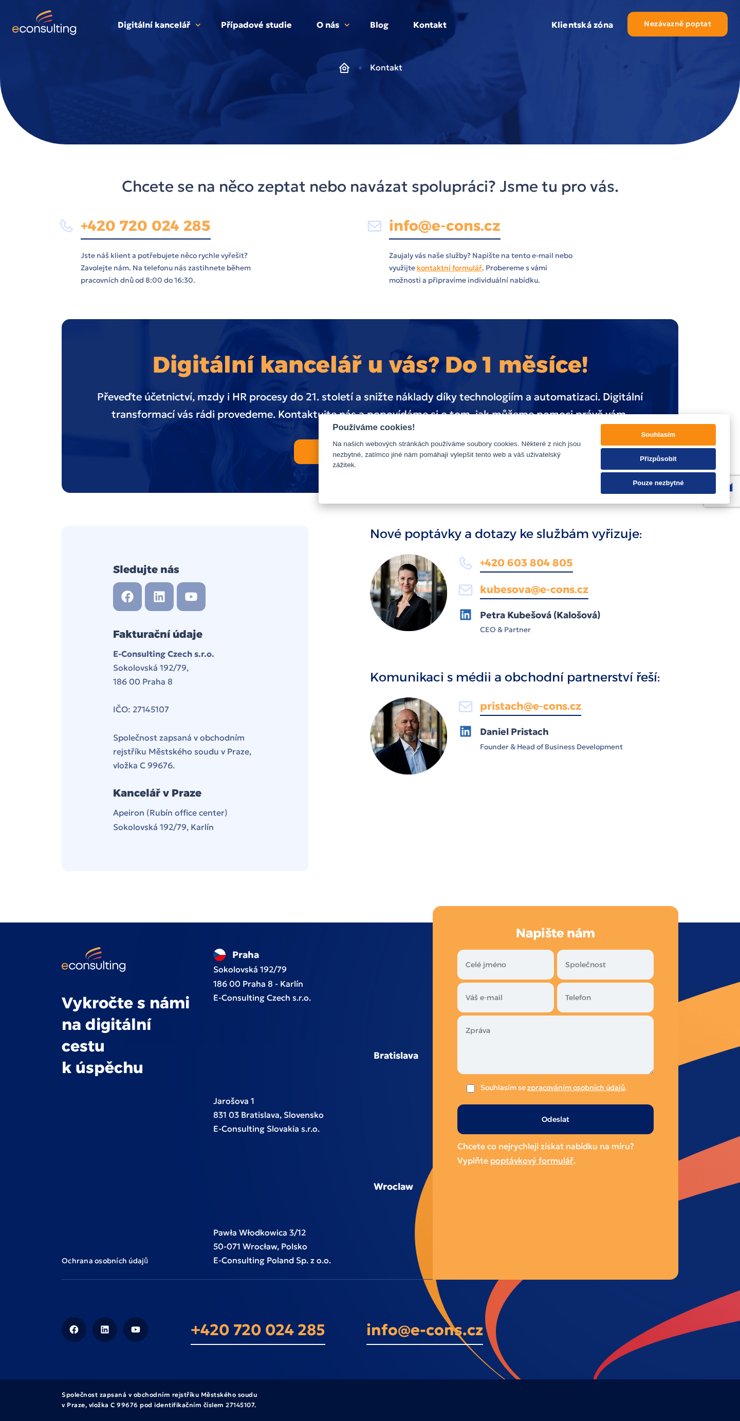 Současný web E-Consulting Czech na počítači