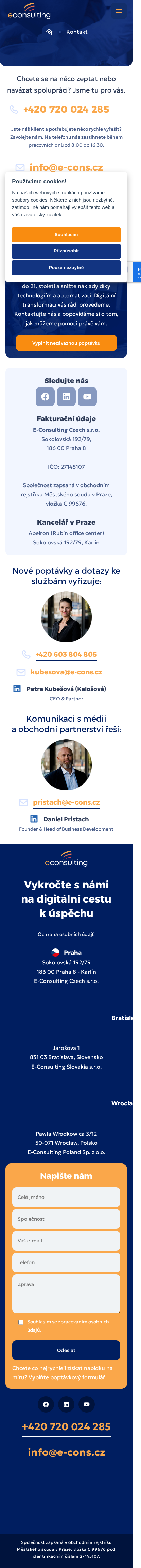 Současný web E-Consulting Czech na mobilu