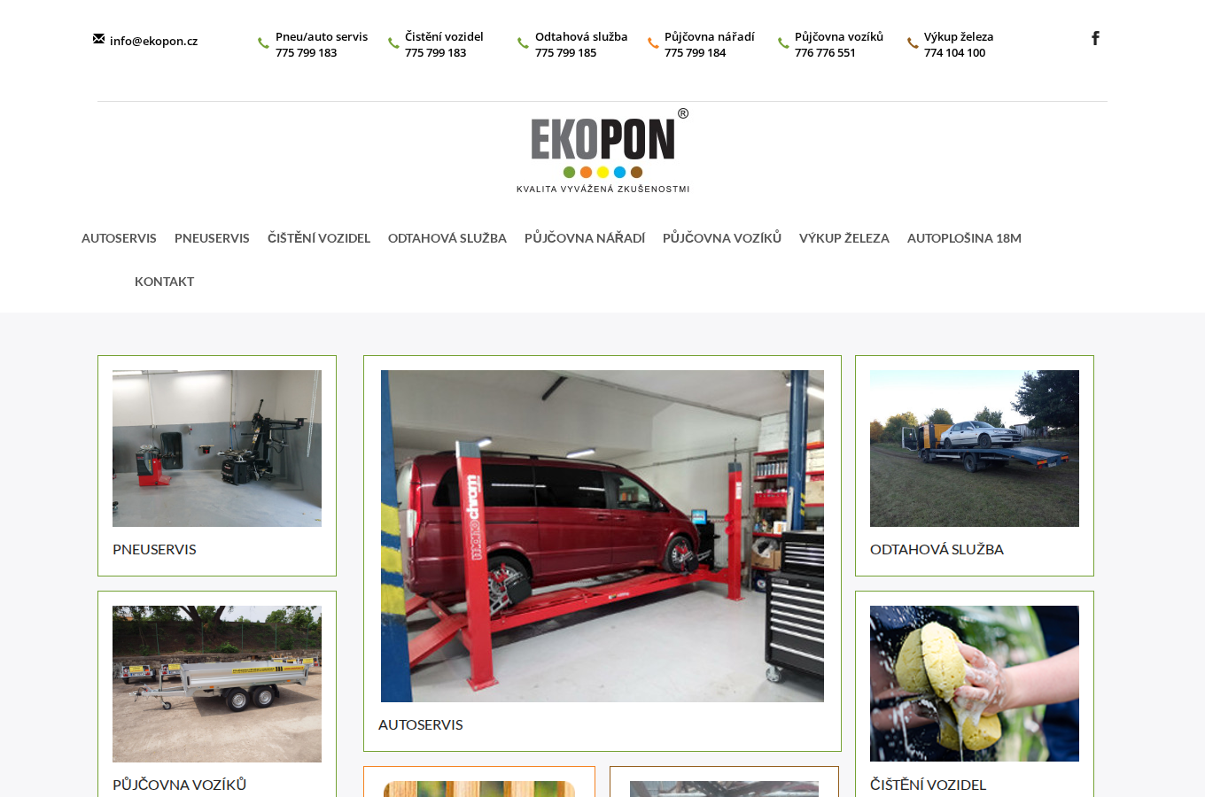 Současný web EKOPON autoservis Brno na počítači