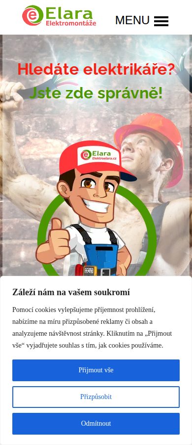Současný web Elektro Elara na mobilu
