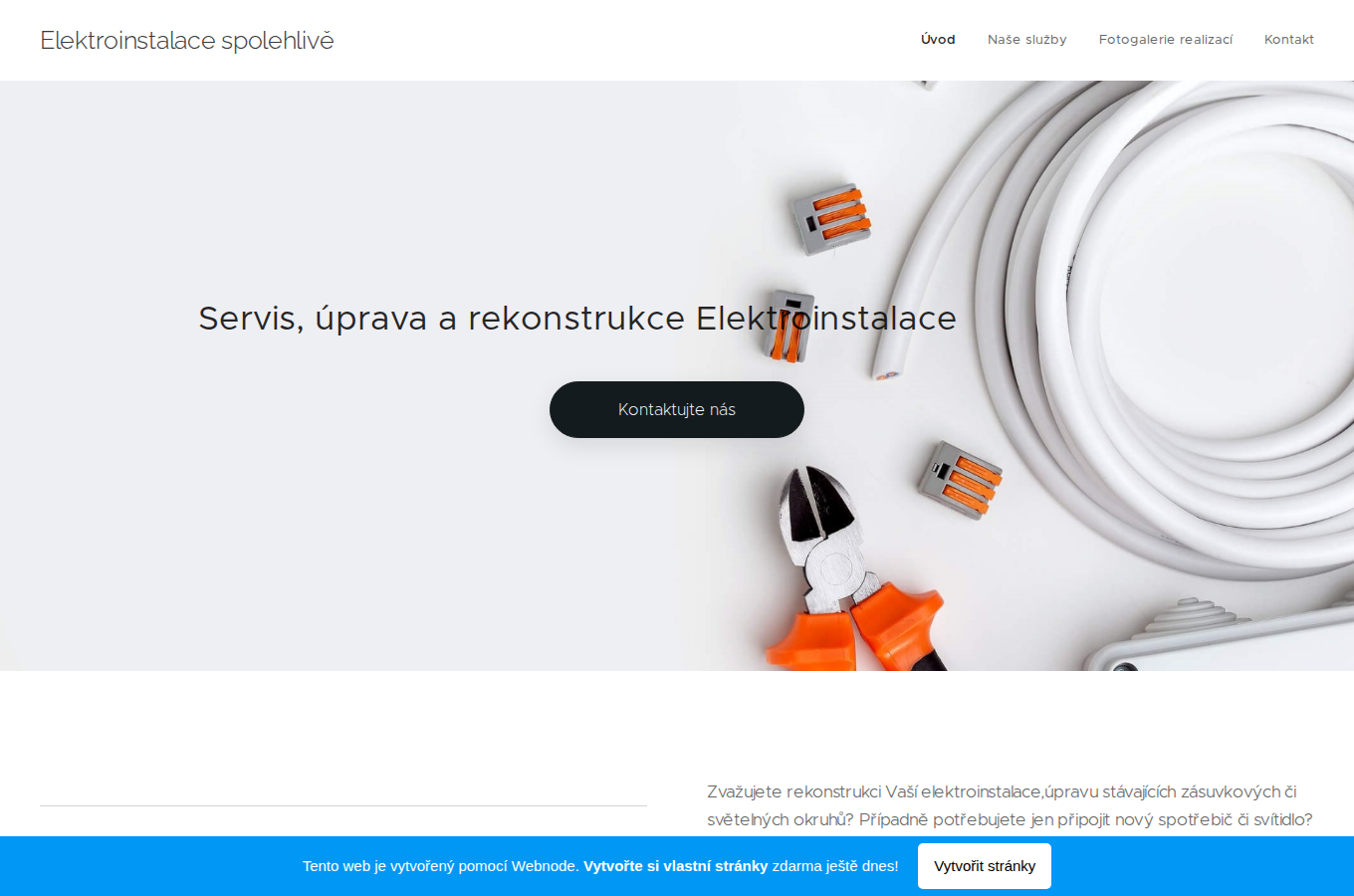 Současný web Elektroinstalace Cibulka na počítači