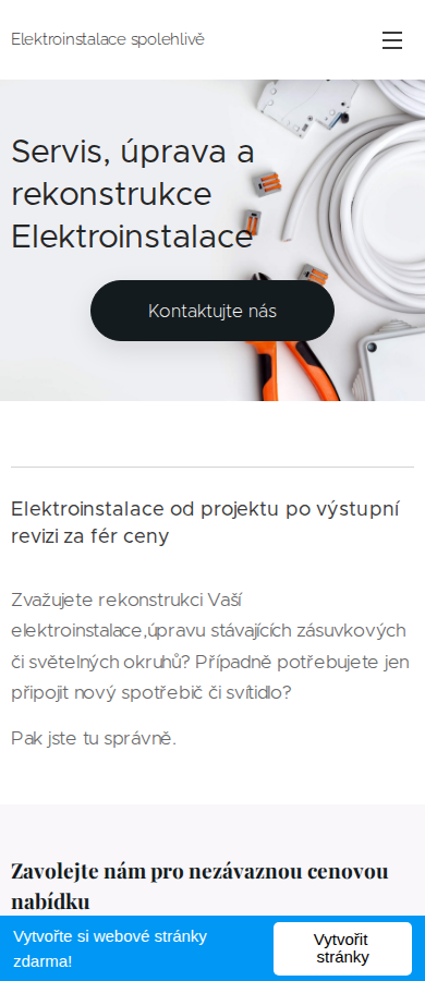 Současný web Elektroinstalace Cibulka na mobilu