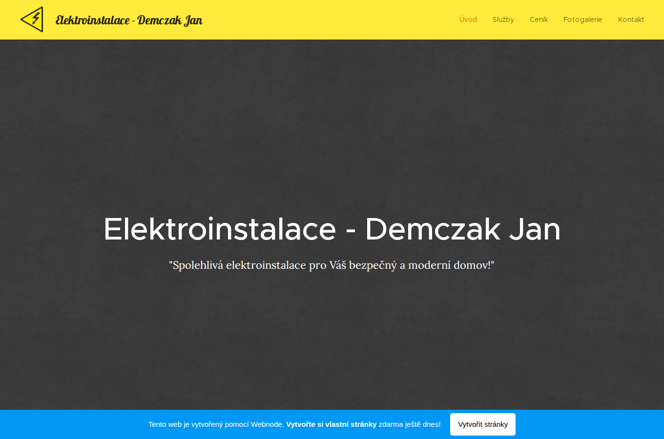 Současný web Elektroinstalace Demczak na počítači