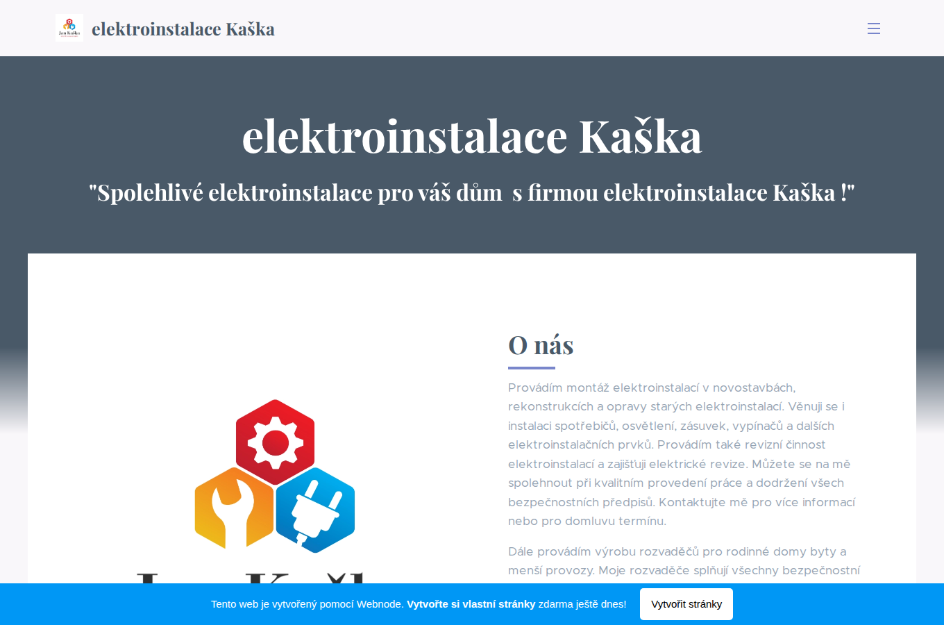 Současný web Elektroinstalace Kaška na počítači